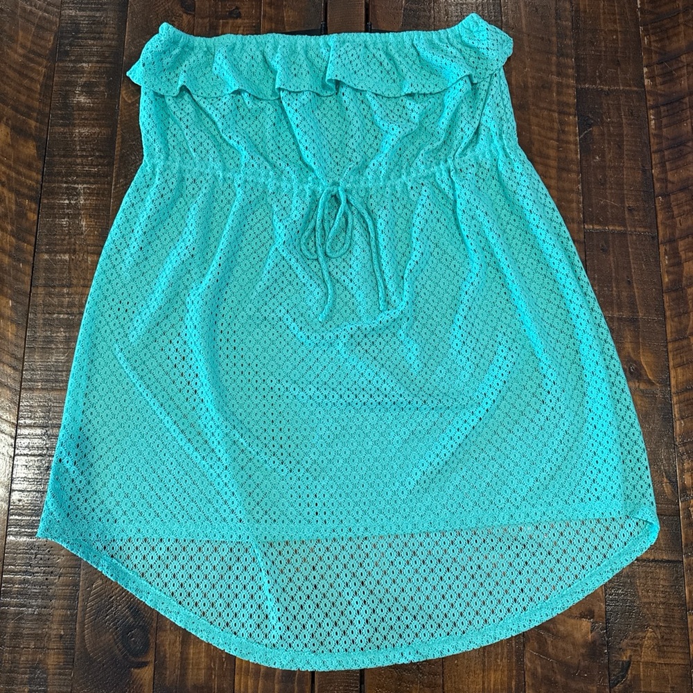 OP Seafoam Green High-Low Swim Cover Up XL (15–17) Open Knit Beach Coverup